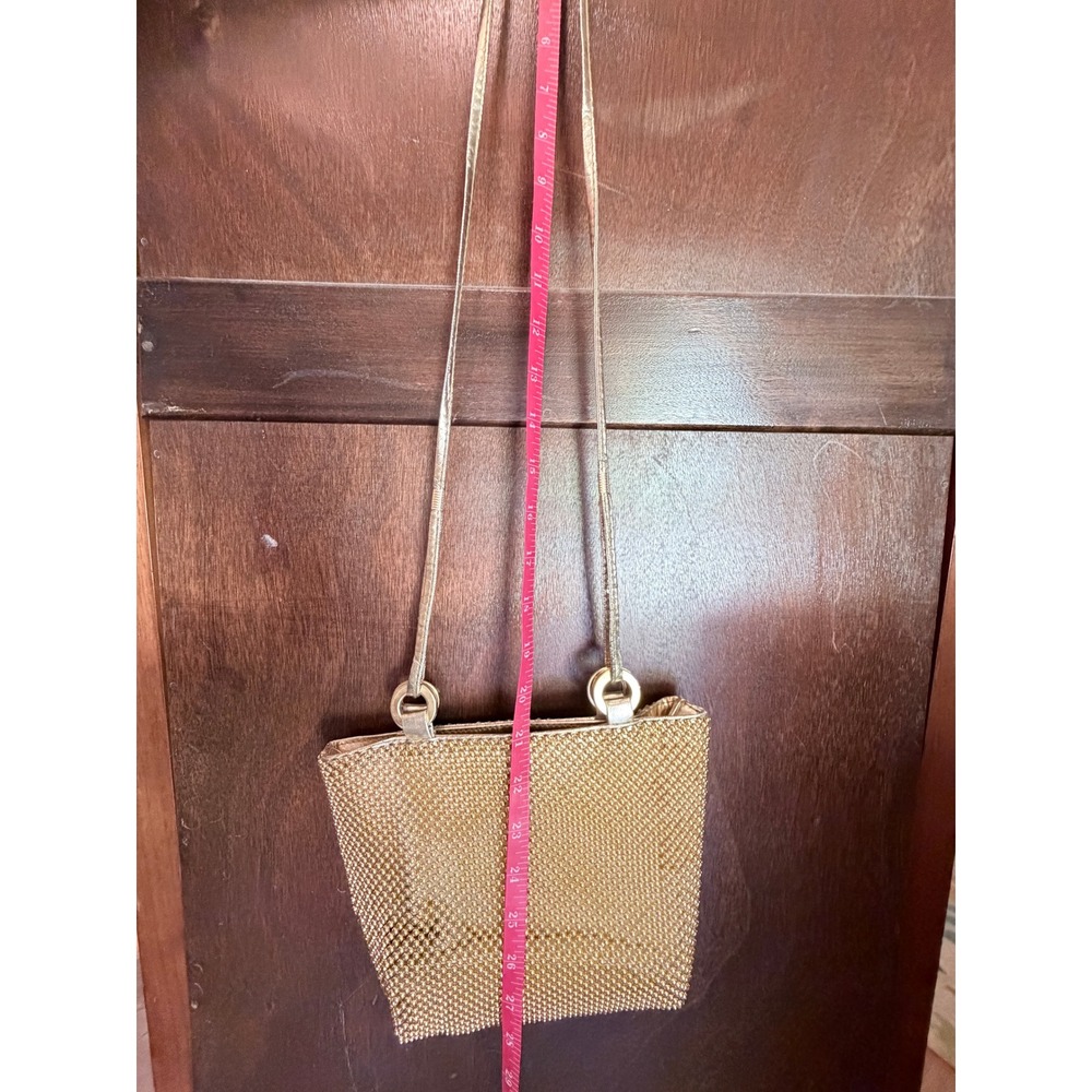 Vintage Bags by Marlo Gold Metal Mesh Evening Bag Metallic Shoulder Purse Retro - Picture 12 of 15